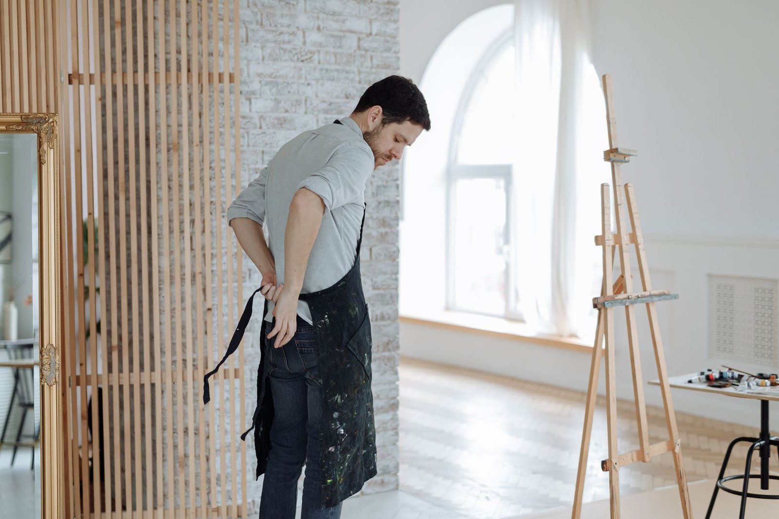 Artist working quietly in a private studio space