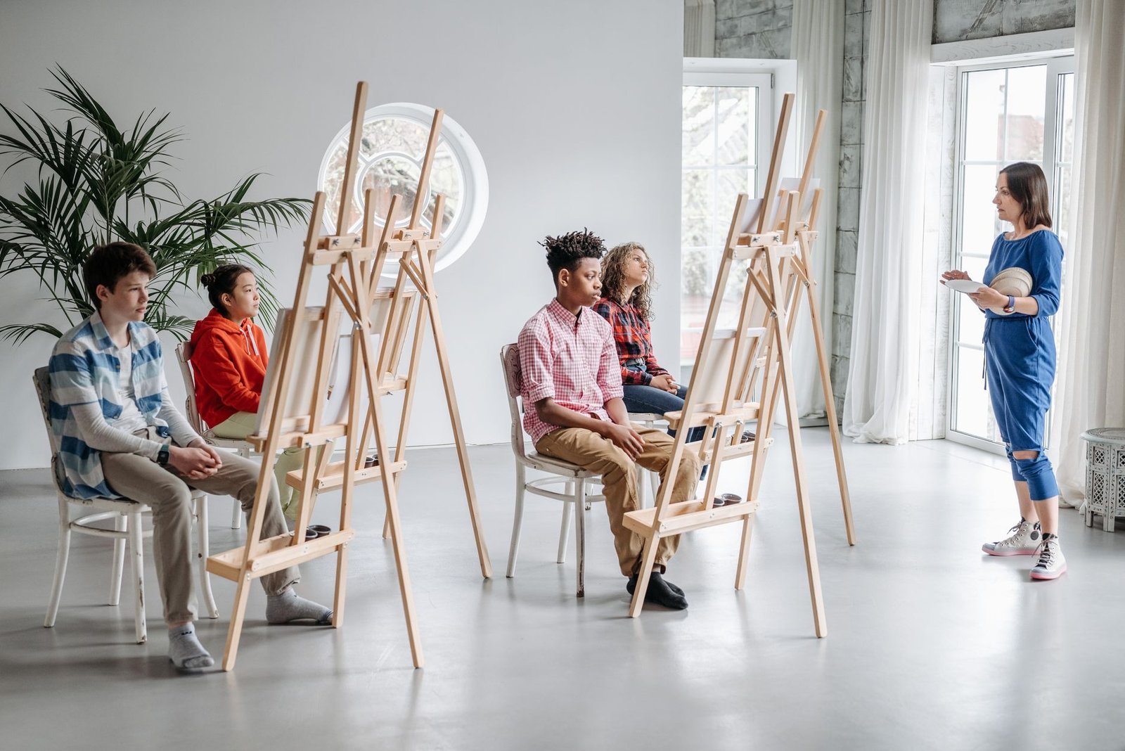 Art class in session with easels