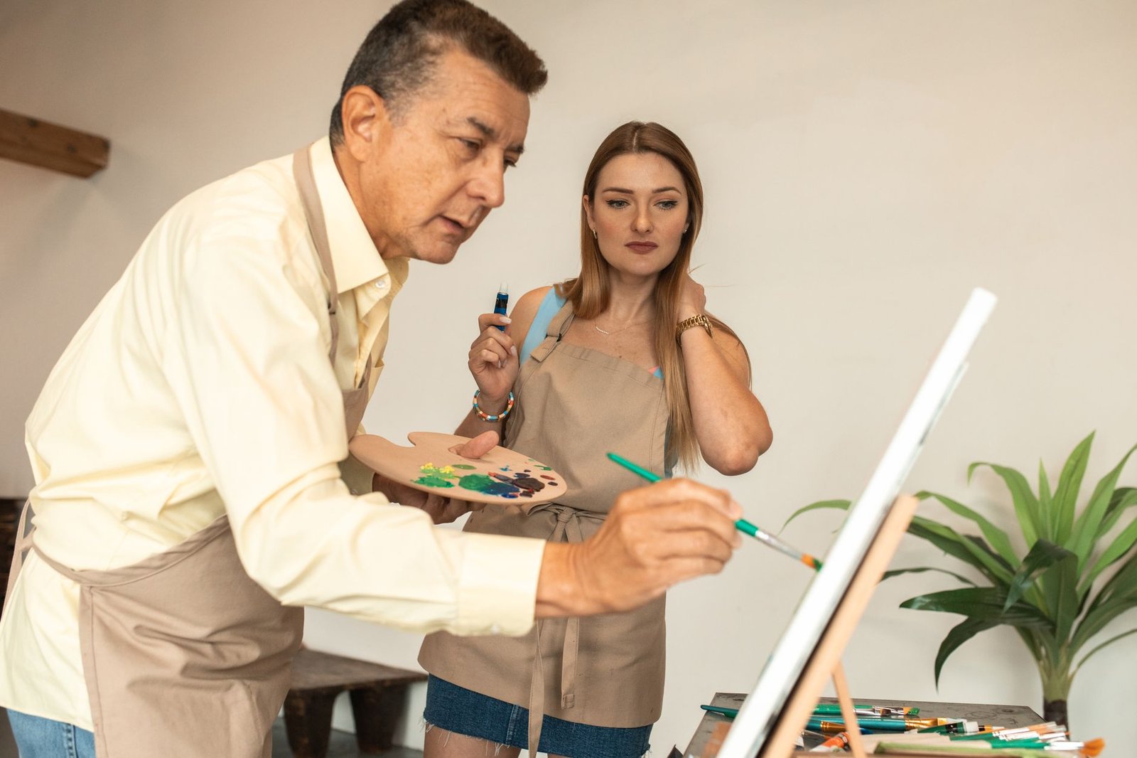 Painting workshop in progress
