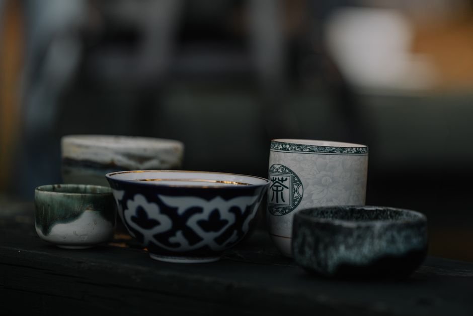 Traditional Japanese Raku style ceramic tea bowl