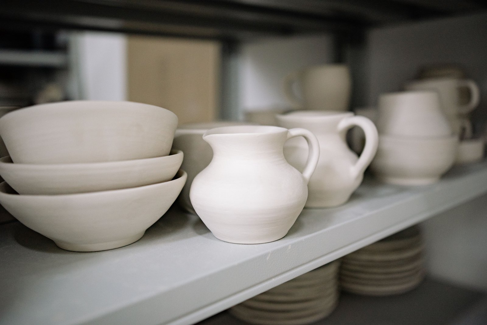 Unpainted bisqueware ceramic pieces ready to paint
