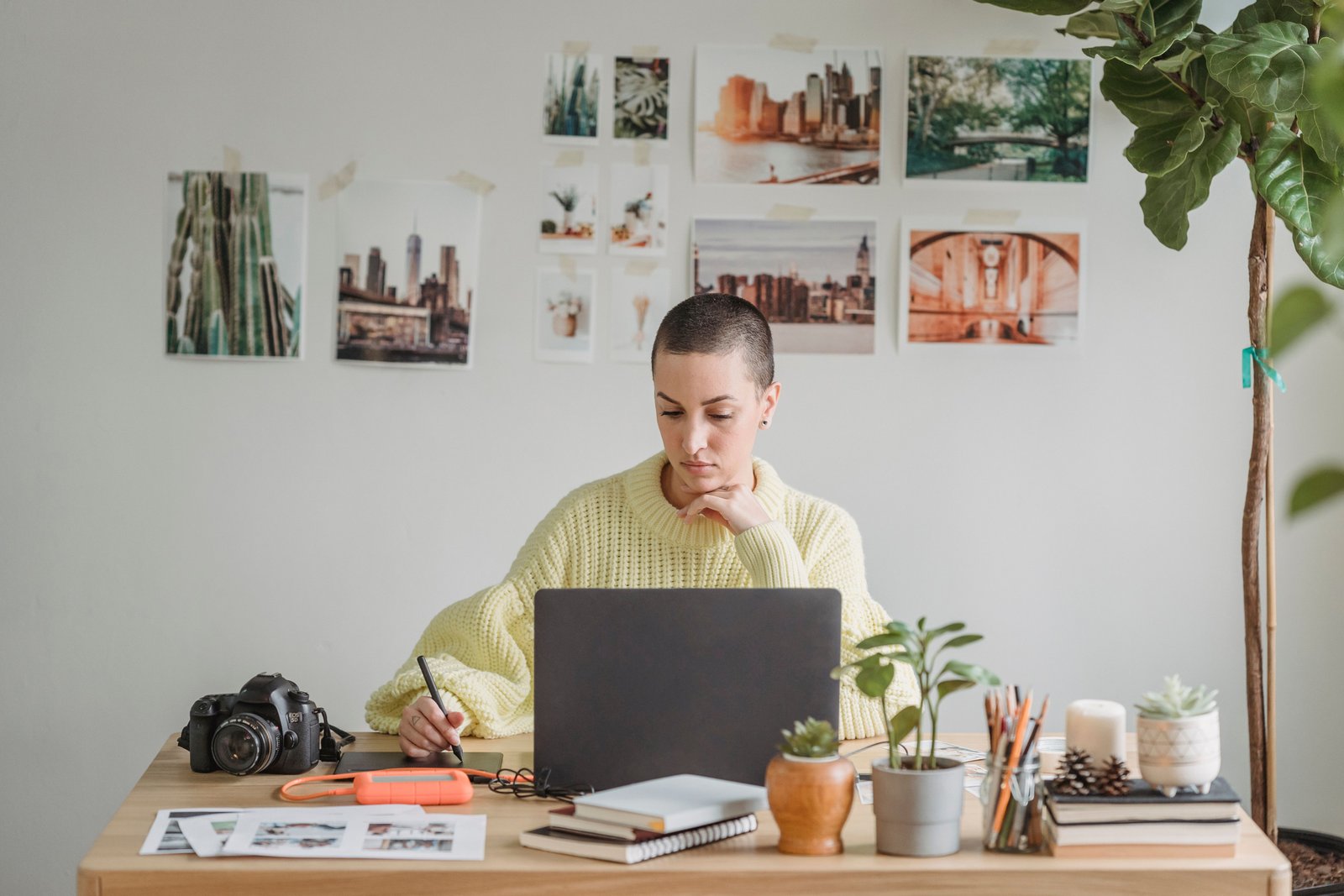 Person browsing art inspiration on a tablet