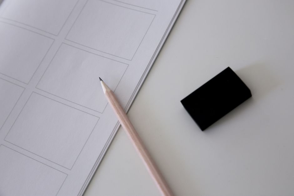 A pencil and eraser on paper, the kind of drawing supplies behind the potters kneaded eraser habit