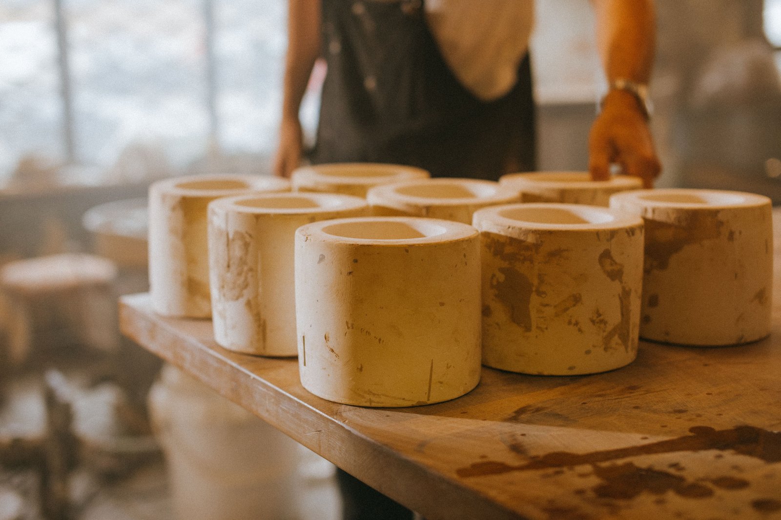 Plaster mold used for slip casting ceramic pottery
